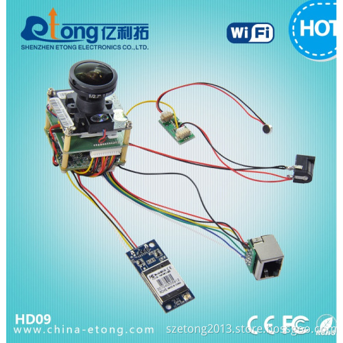 Do-It-Yourself OEM 180 Degree Wide Angle Fisheye IP Camera Module with WiFi
